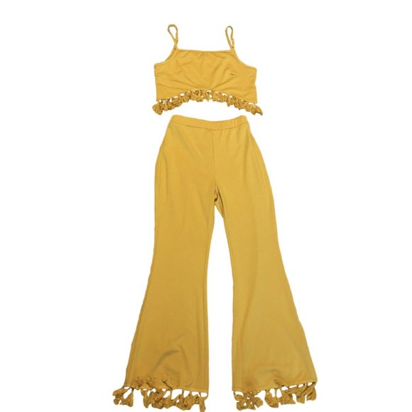 Shein Tops - Shein Fringe Festival Top & Bell Bottom Pants - Lg